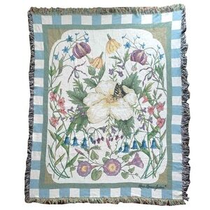 Rare Renee Charisse Jardine Floral Botanical Tapestry 52"x68" Garden Herbalist